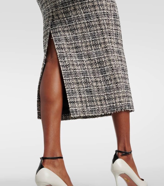 Belted Lurex® tweed midi dress