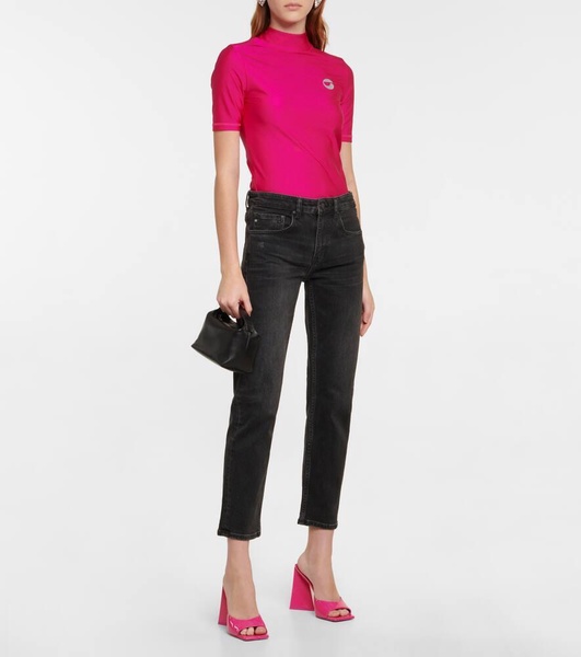 Girlfriend mid-rise cropped jeans