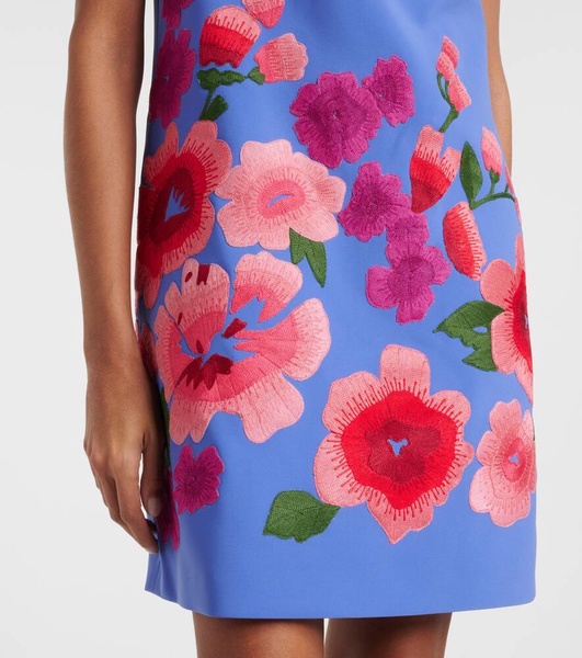 Floral embroidered crêpe minidress