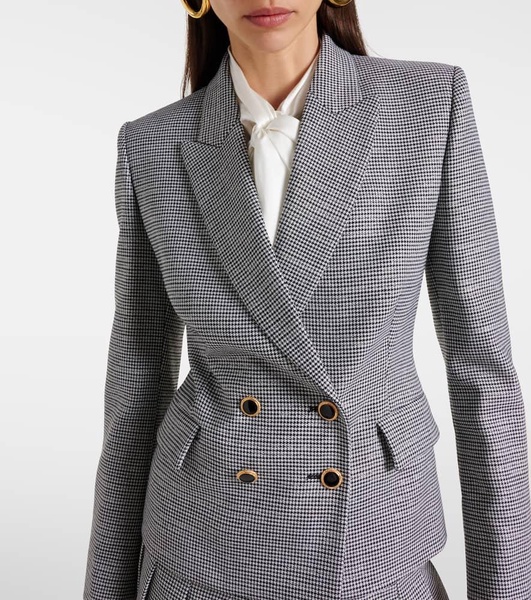 Houndstooth wool-blend jacket