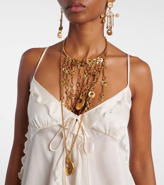Ruffled silk charmeuse top