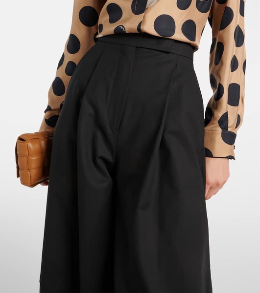 Pleated cotton wide-leg pants