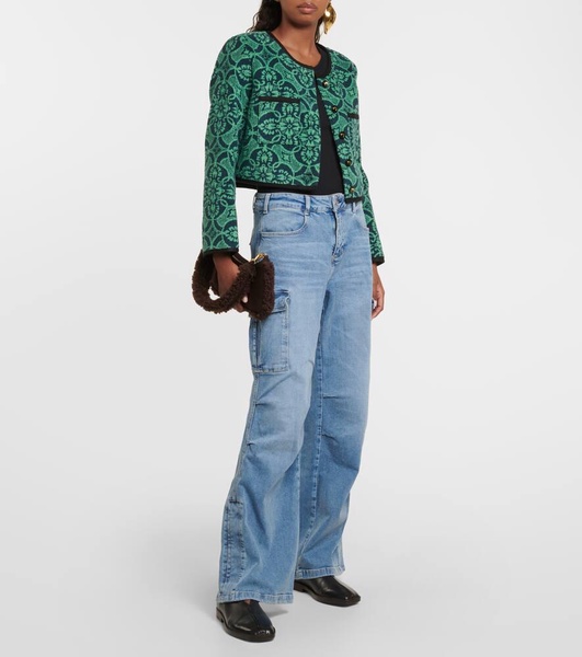 High-rise wide-leg cargo jeans