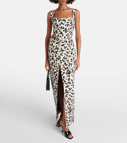 Dalmatian embellished denim corset