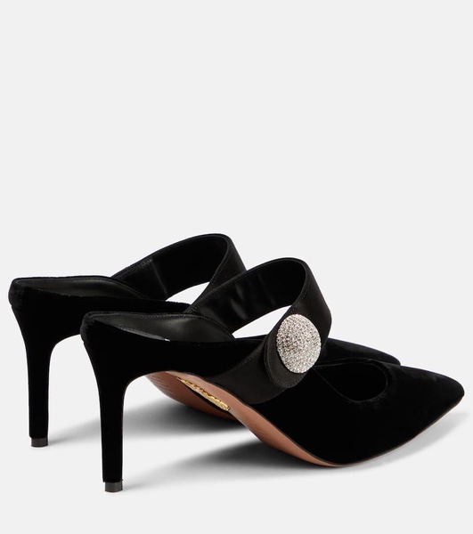 Macaron embellished velvet mules