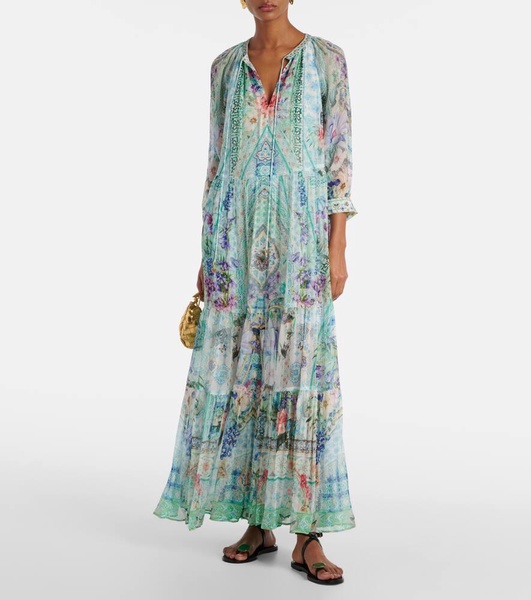 Crystal-embellished silk maxi dress