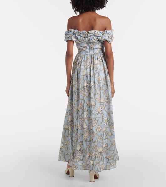 Espliego ruffled floral linen maxi dress