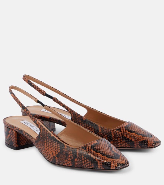Ginza 35 snake-effect leather slingback pumps