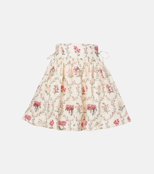 Floral linen miniskirt