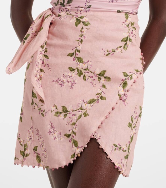 Agustina Wisteria floral linen beach cover-up