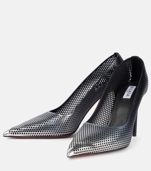 90 ombré leather mesh pumps