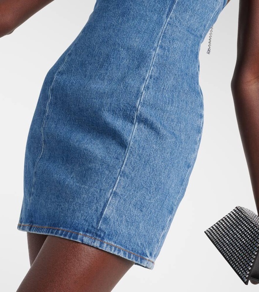 Crystal-embellished denim minidress
