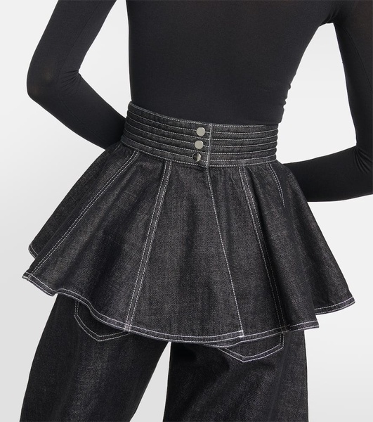 Peplum denim skirt belt