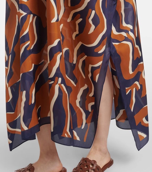 Archipel printed gathered silk kaftan