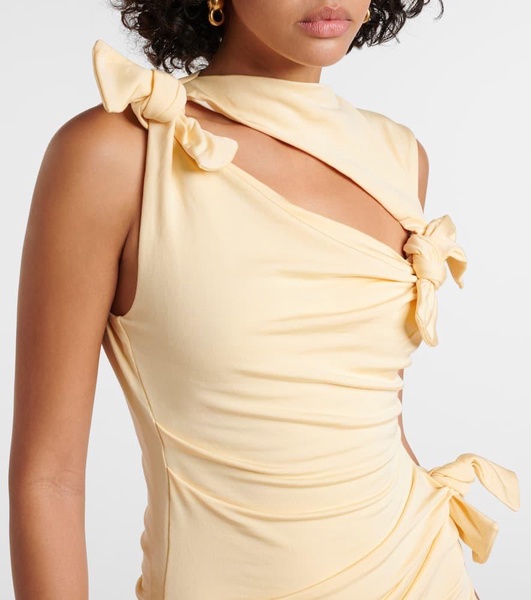 Cutout asymmetric jersey midi dress