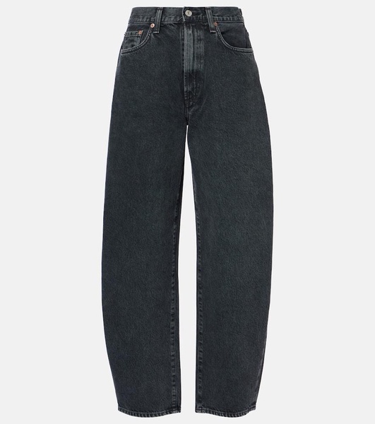 Balloon mid-rise barrel-leg jeans