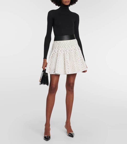 High-rise knit miniskirt