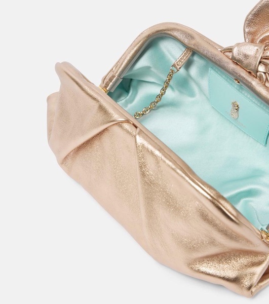 Bow Tie metallic leather clutch
