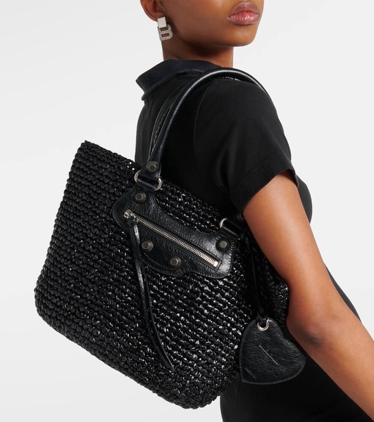 Le Cagole Medium raffia shoulder bag