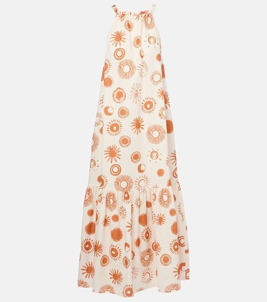 Ibiza printed linen and cotton maxi dress