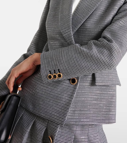 Houndstooth wool-blend jacket