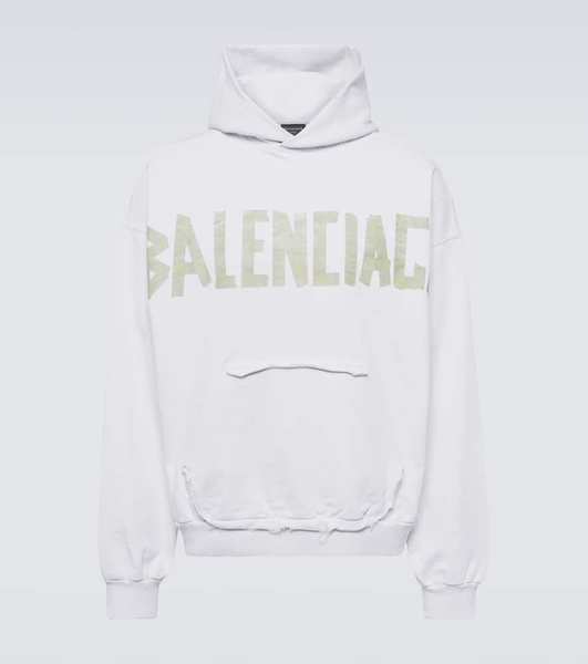 Tape Type Ripped Pocket Hoodie Large Fit in White