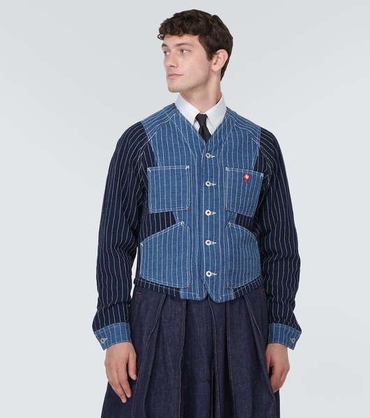 Patchwork striped denim jacket 