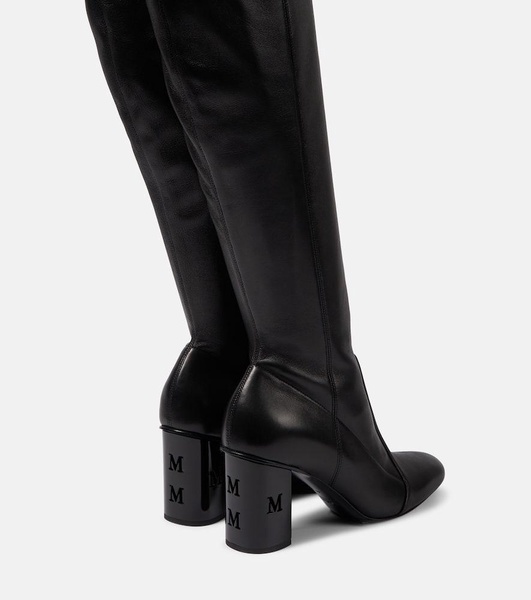 Damier leather over-the-knee boots