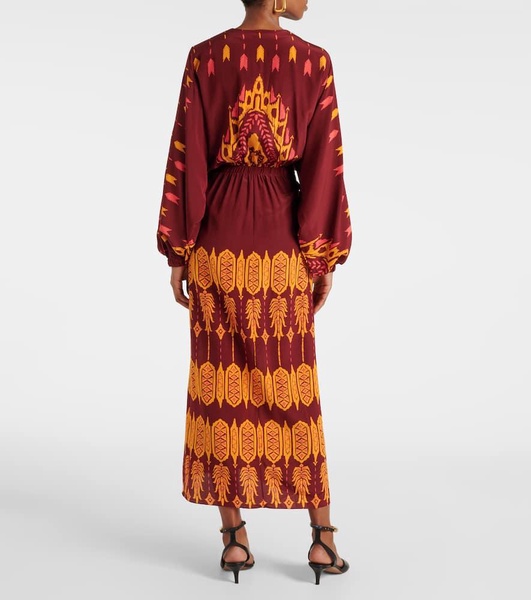 Printed silk wrap dress