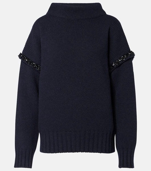 Gene embellished virgin wool hoodie