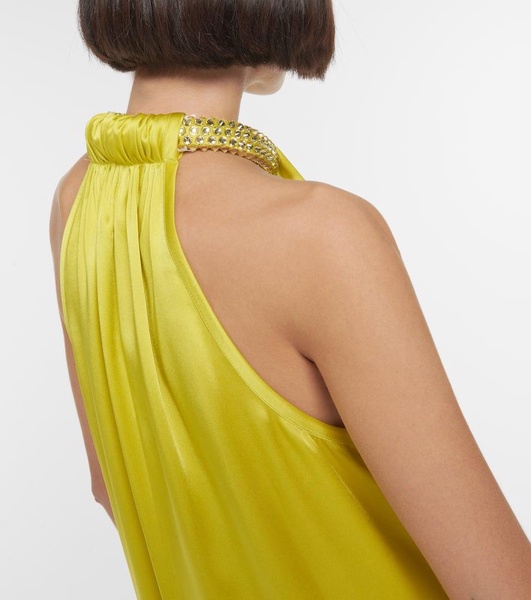 Halterneck satin minidress