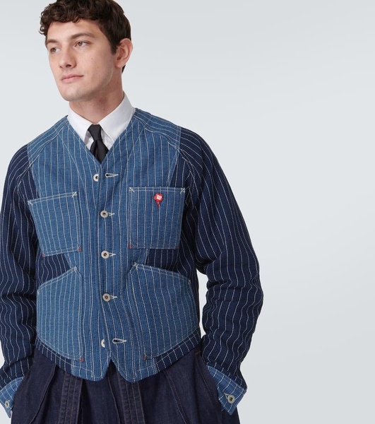 Patchwork striped denim jacket 