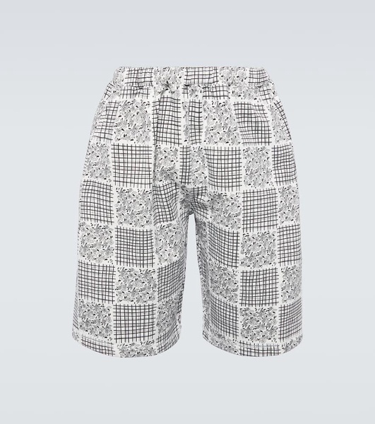 Patchwork print cotton shorts