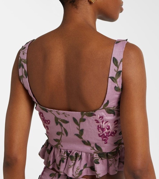 Eslabon floral embroidered linen top