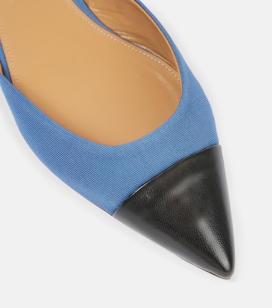 Milanese leather-trimmed slingback flats