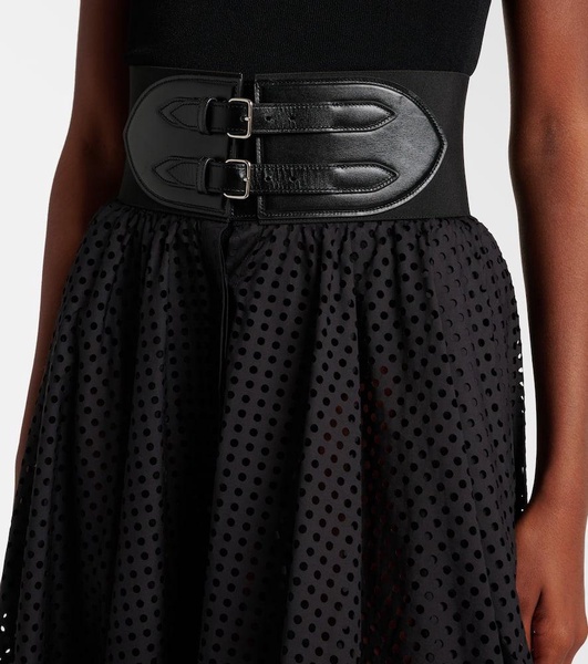 Cotton-blend midi skirt