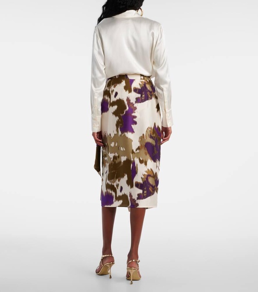 Dritto printed silk wrap skirt