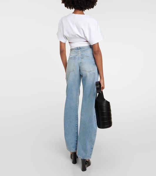 Logo cotton jersey crop top