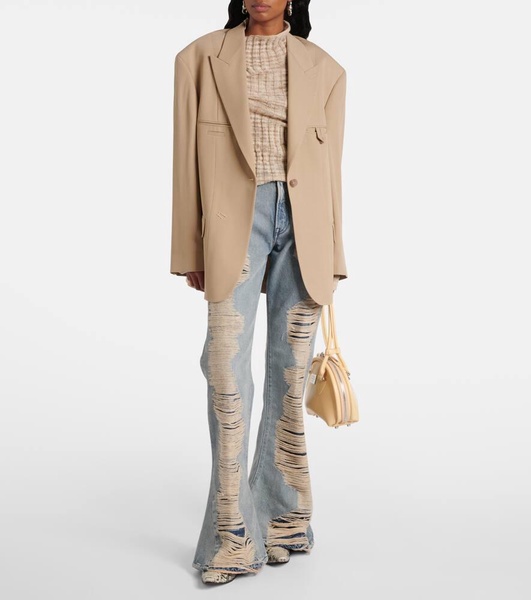 Distressed high-rise bootleg jeans