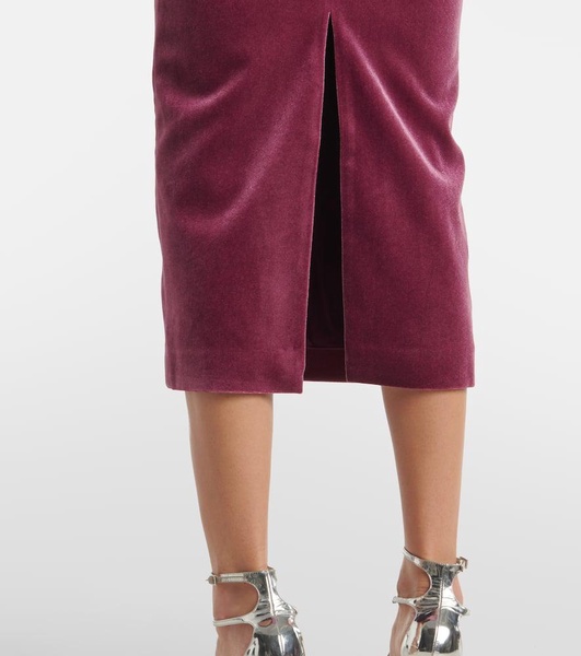 Draped velvet midi dress
