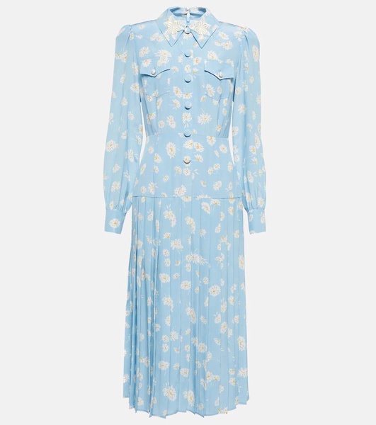 Floral silk shirt dress