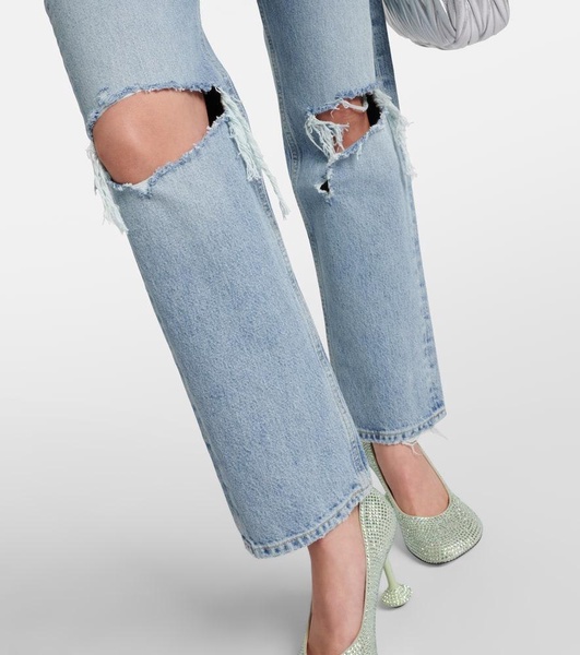 90s distressed mid-rise straight jeans