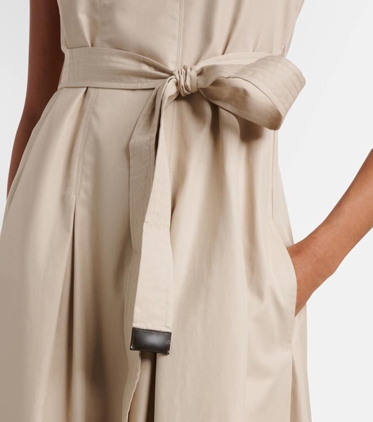 Amina pleated cotton midi dress