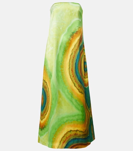 Iris printed strapless maxi dress