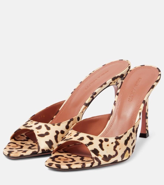 Alexa 95 leopard-print satin mules