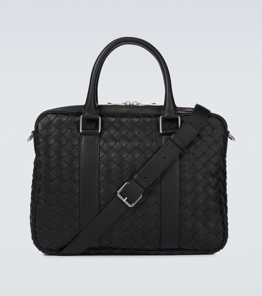 Intrecciato leather briefcase