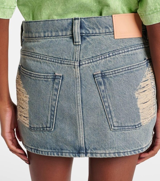 Macaria distressed denim miniskirt