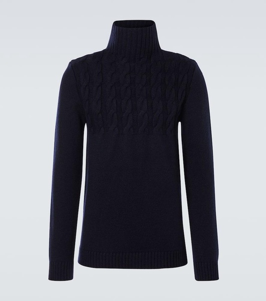Cable-knit wool turtleneck sweater