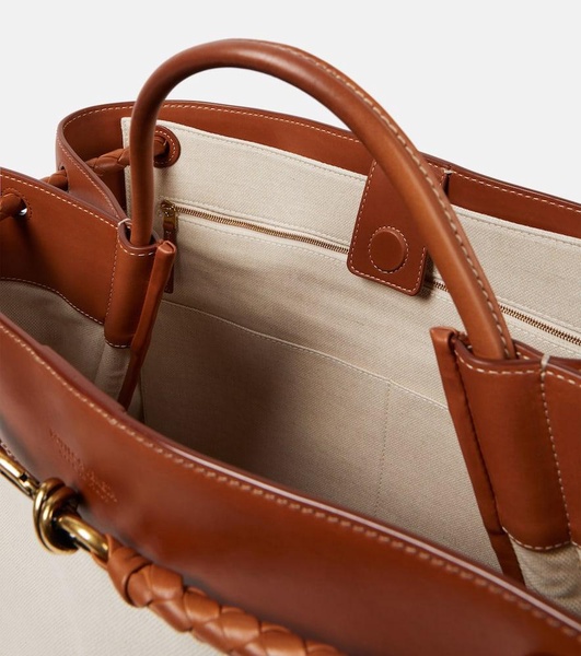 Andiamo Large leather-trimmed canvas tote bag