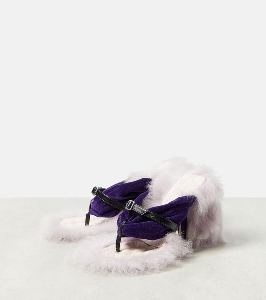 Step Post Shearling-trimmed sandals